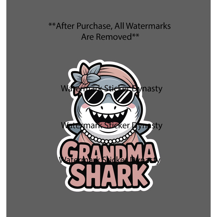 Grandma Shark Sticker Waterproof Decal Song Grandparent Family Gift NEW