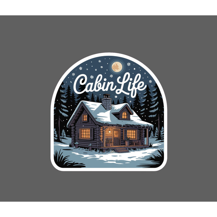 Cabin Life Sticker Waterproof Decal Snow Winter Scene Outdoor Wildlife Gift NEW