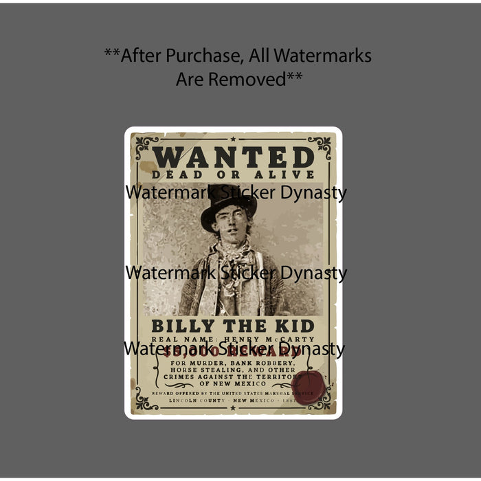 Billy The Kid Wanted Sticker Waterproof Decal Western Country Outlaw Gift NEW