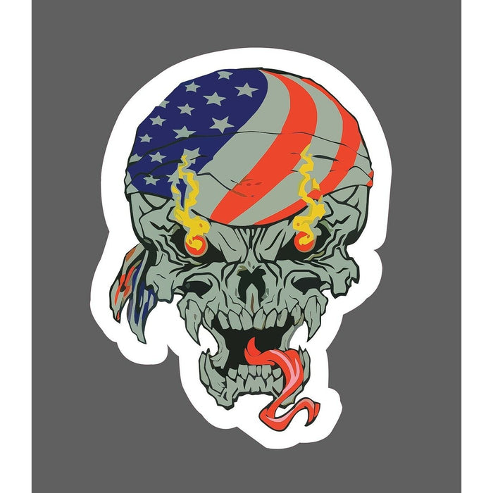 Skull Cap Sticker USA Flames