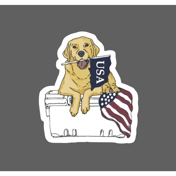 Dog On Cooler Sticker USA