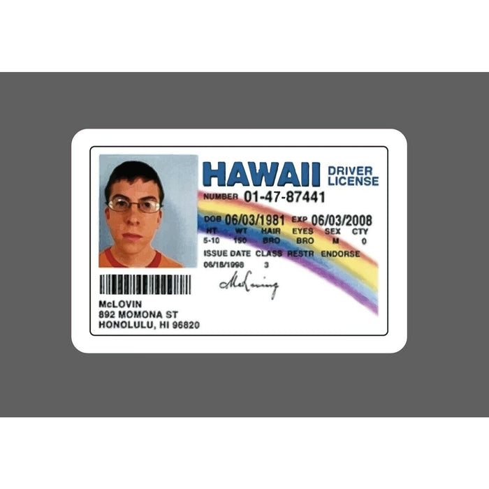 McLovin License Sticker ID