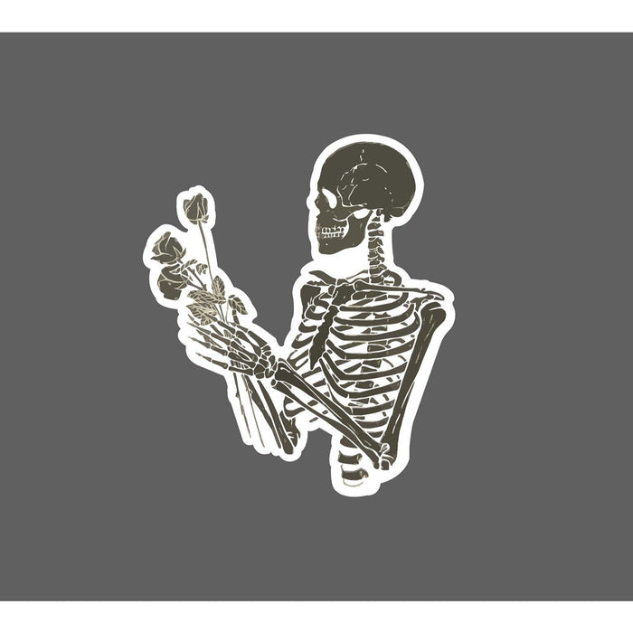 Skeleton Holding Roses Sticker