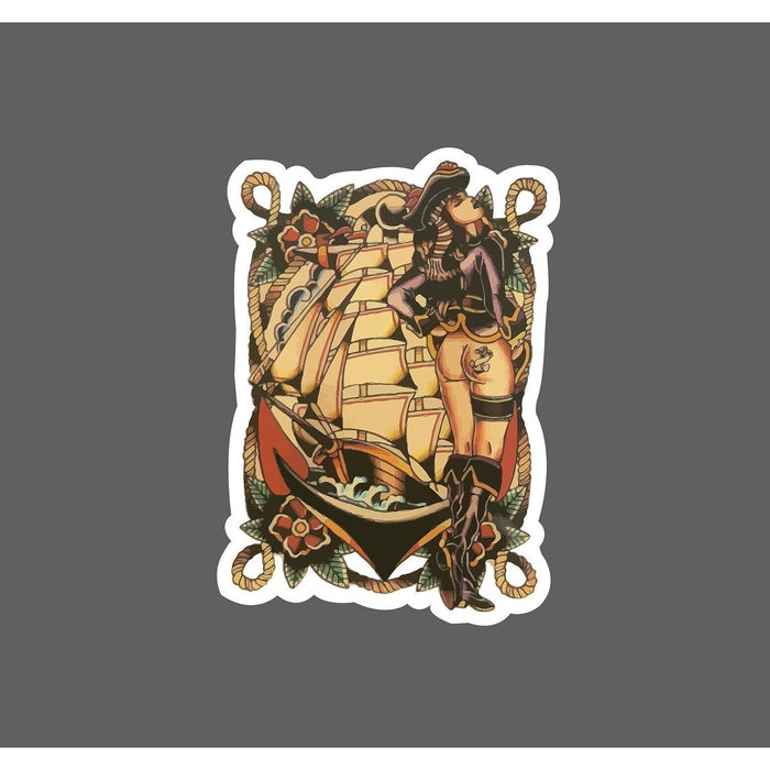 Sailor Girl Sticker Pirate Ship