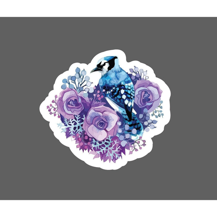 Blue Jay Sticker Floral Bird
