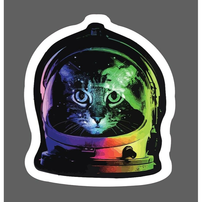 Astronaut Cat Sticker Helmet Galaxy