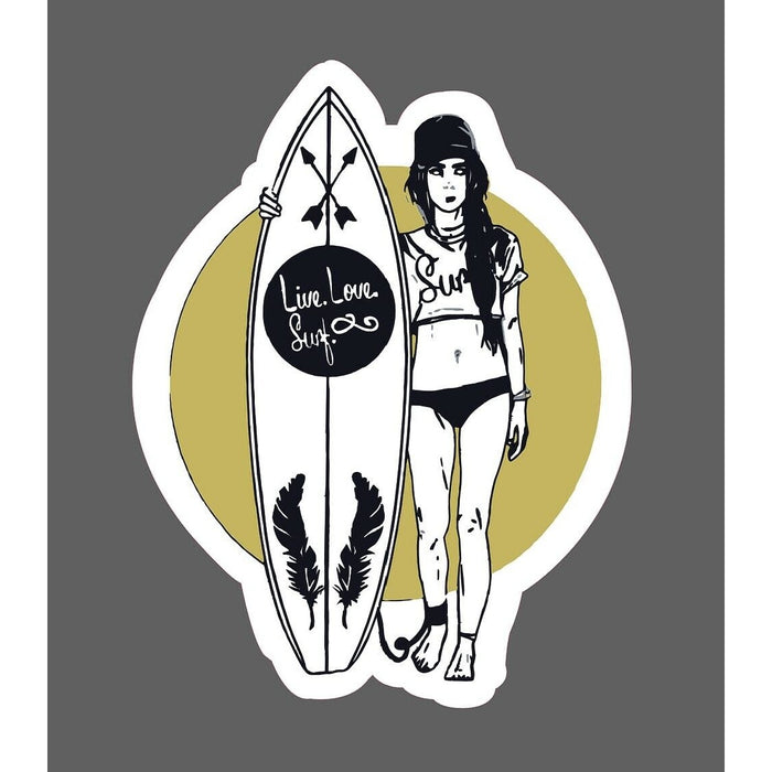 Surfer Sticker Girl Live Love Surf