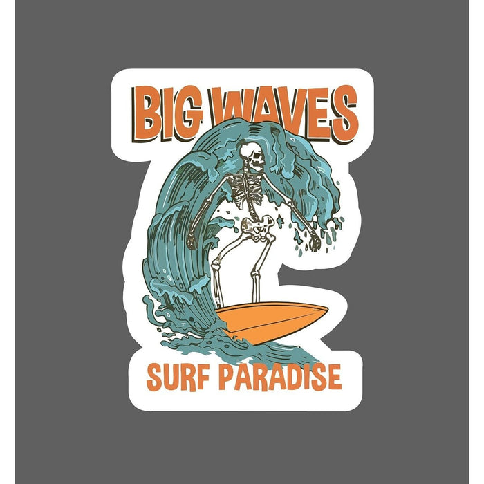 Big Waves Sticker Skeleton Surf