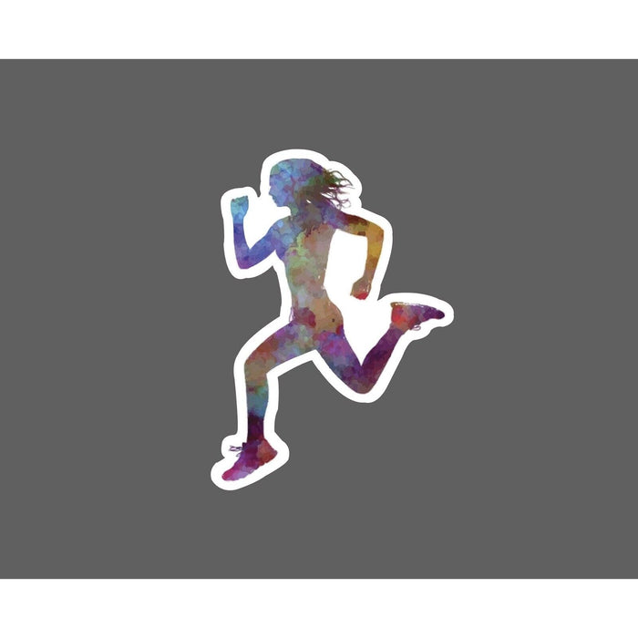 Woman Running Sticker Colorful