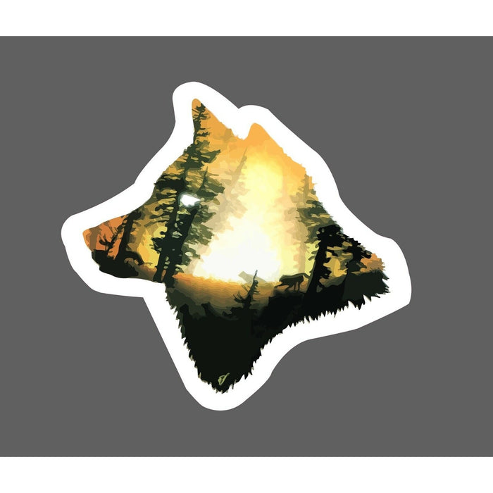 Wolf Sticker Wild Forest Scene