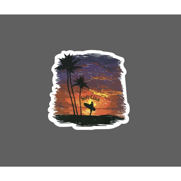 Surf Club Sticker Beach Sunset