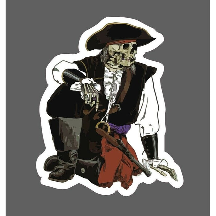 Pirate Skeleton Sticker Sitting
