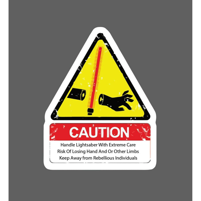 Caution Lightsaber Sticker Retro
