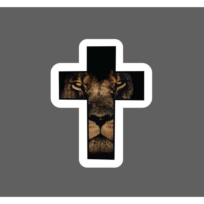 Lion Cross Sticker Jesus Faith