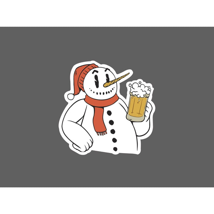Snow Man Sticker Beer Pint