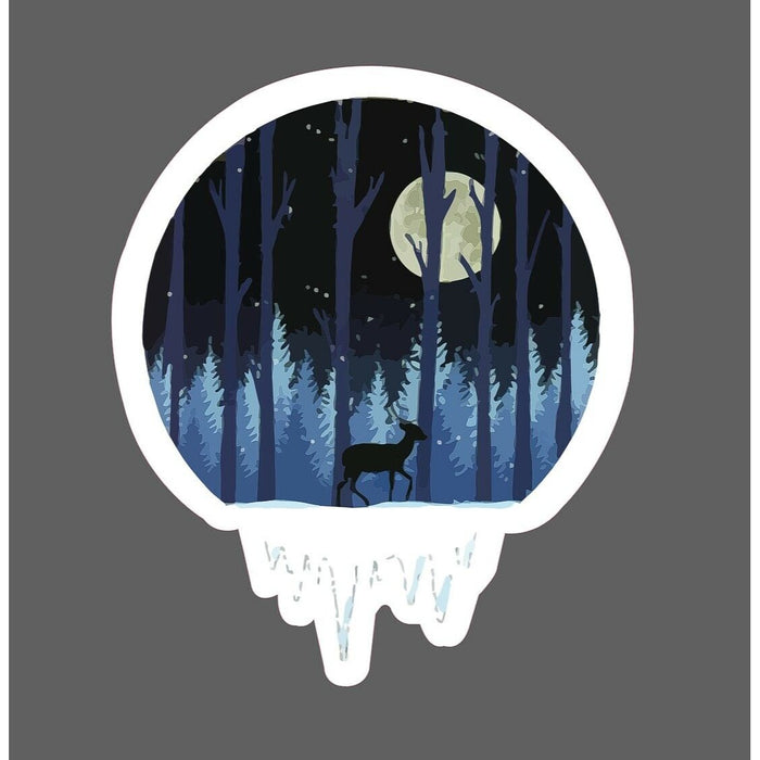 Deer Sticker Winter Night Nature