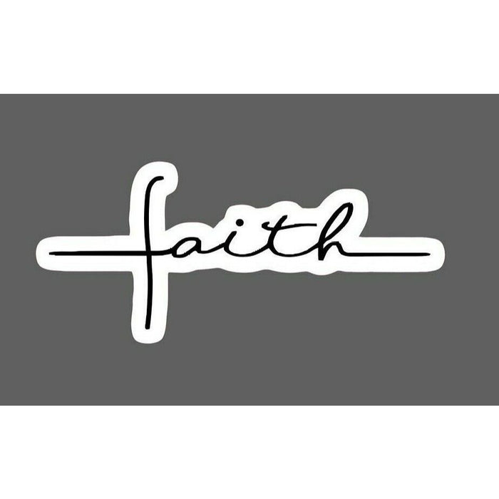 Faith Sticker Cross Cursive