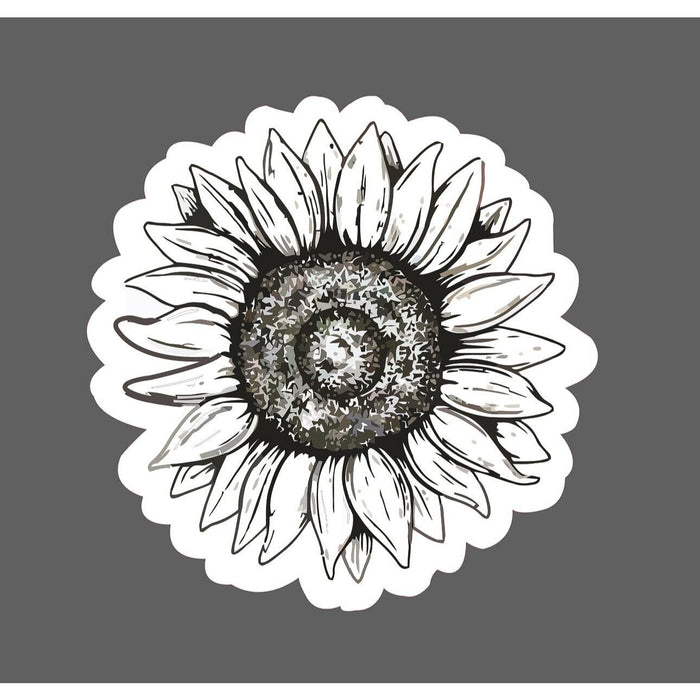 Sunflower Sticker Black and White