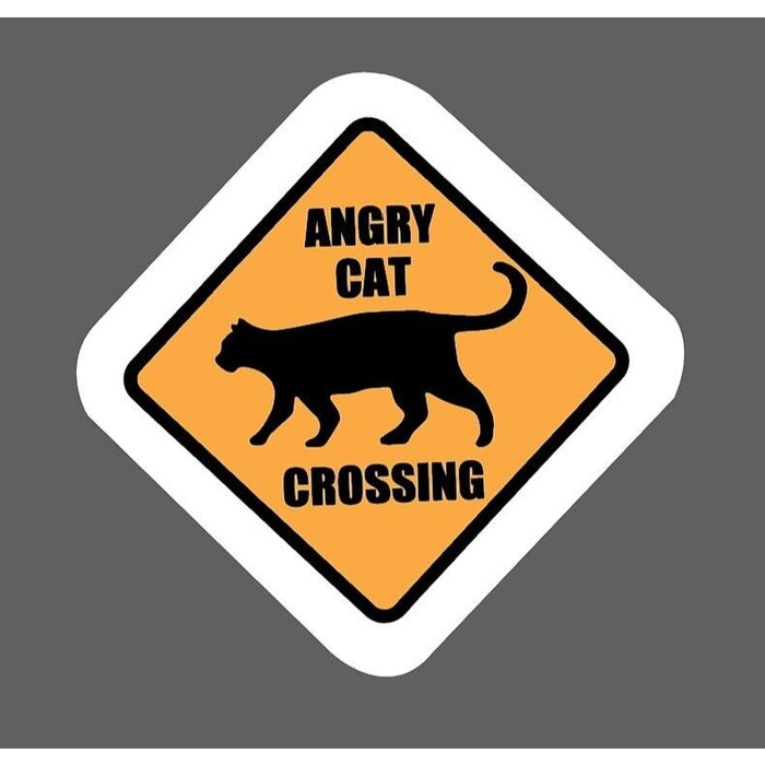 Angry Cat Crossing Sticker
