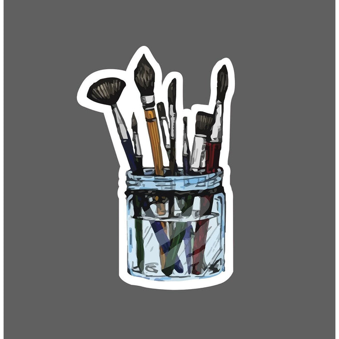 Paintbrushes Sticker Jar Art