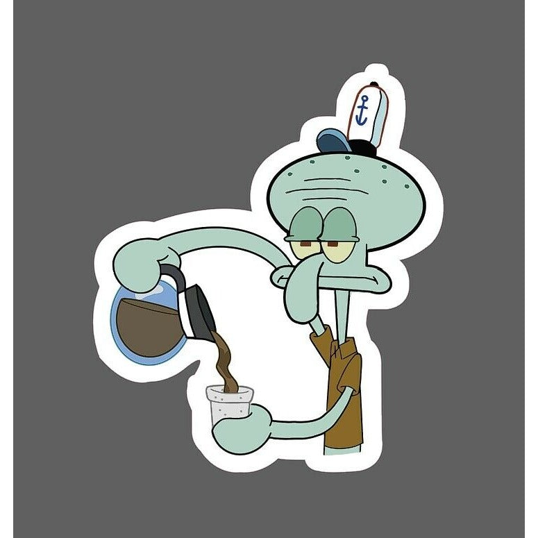 Squidward Coffee Sticker Morning – StickerDynasty