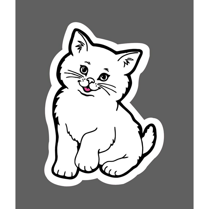 Cat Sticker White Fur Smile Cute