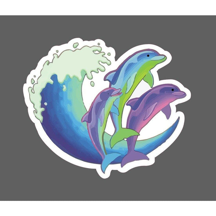 Dolphin Pod Sticker Riding Wave