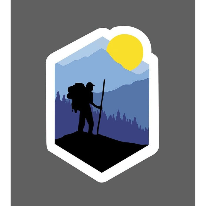 Hiker Sticker Mountain Scene