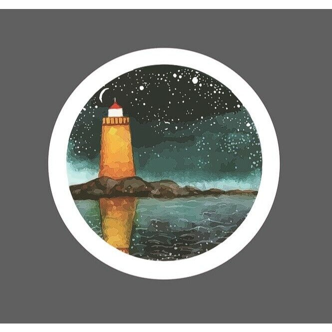 Light House Sticker Starry Night