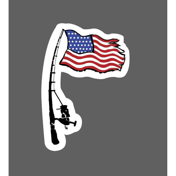 Fishing Sticker Rod USA Flag