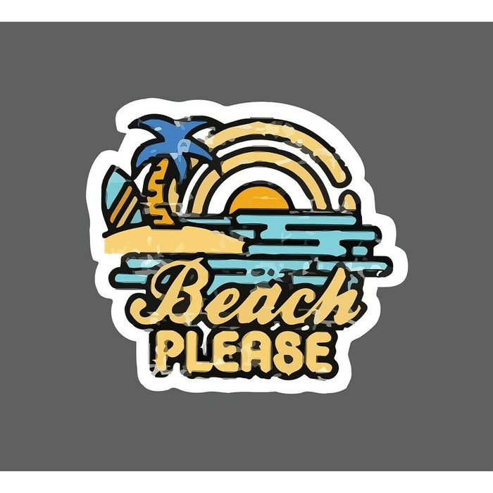 Beach Please Sticker Retro