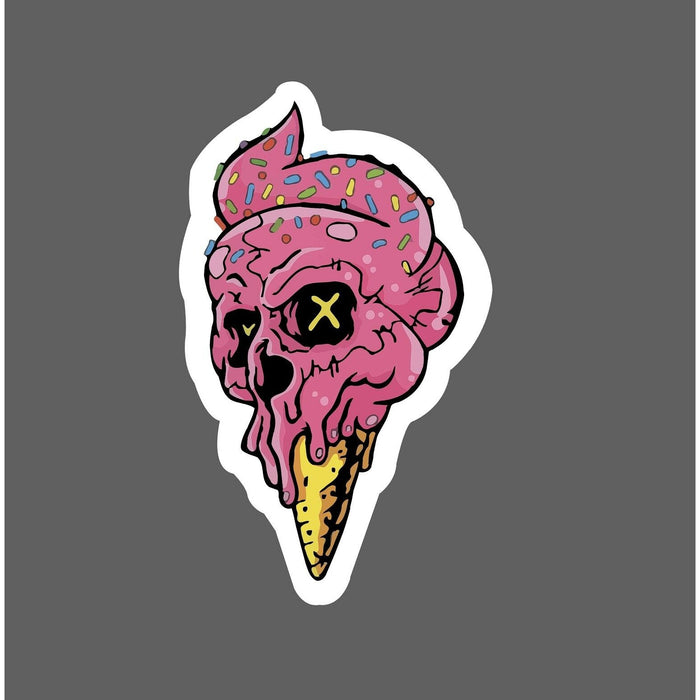 Pink Skull Ice Cream Sticker