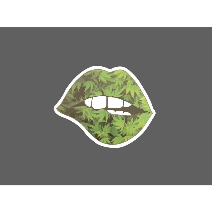 Weed Lip Bite Sticker 420