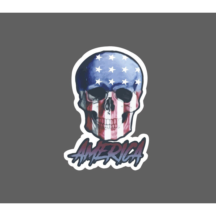 America Skull Sticker Flag USA