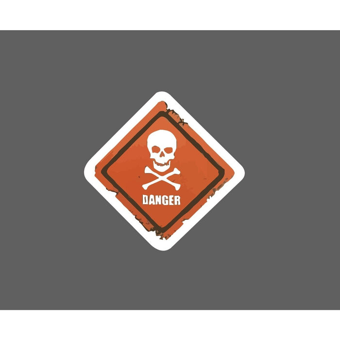 Danger Sticker Skull Rusty