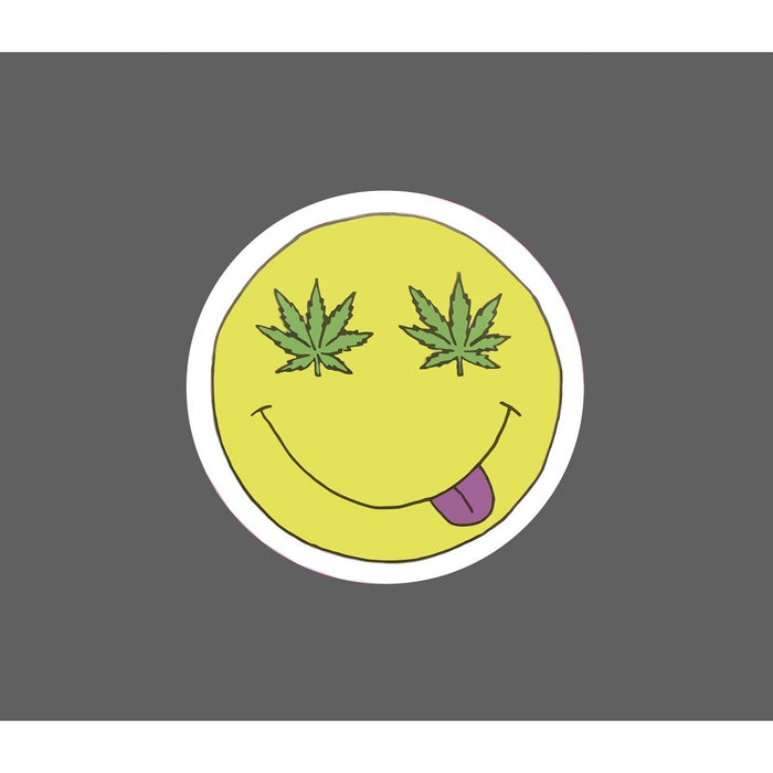 Weed Smiley Face Sticker 420