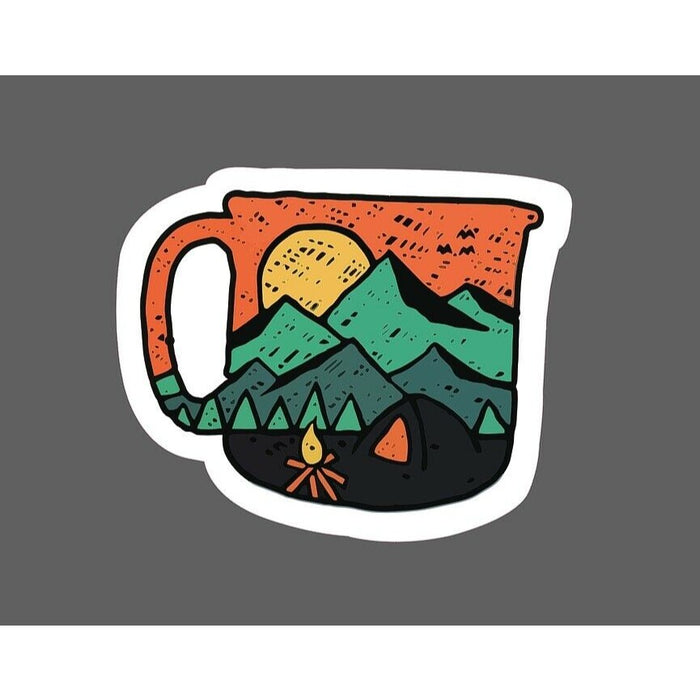 Coffee Cup Sticker Mountain